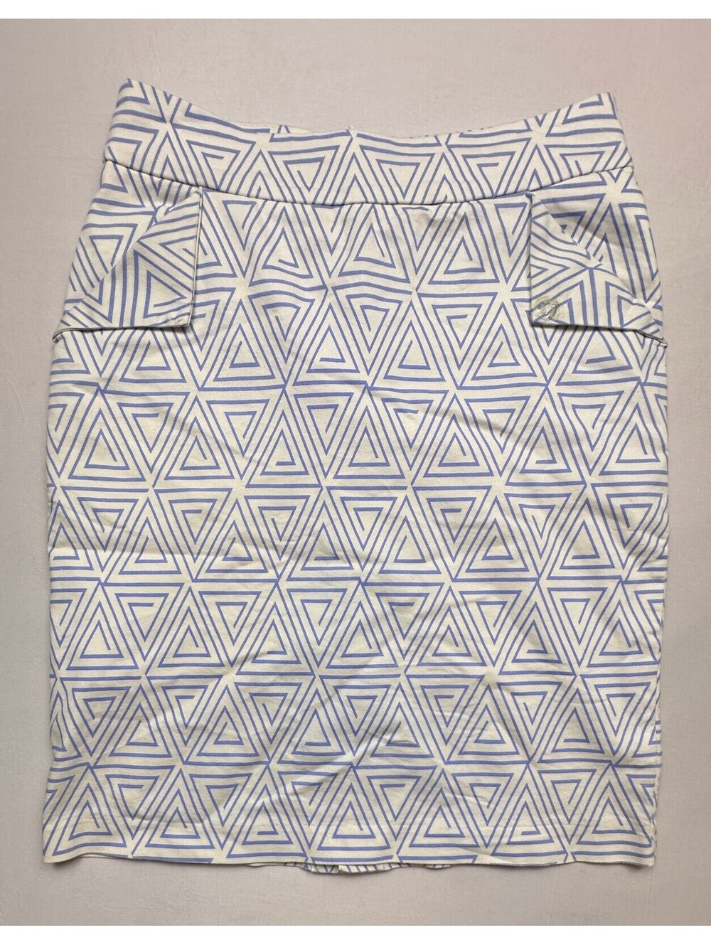 Mikarose Blue White Geometric Pencil Skirt Women’s M